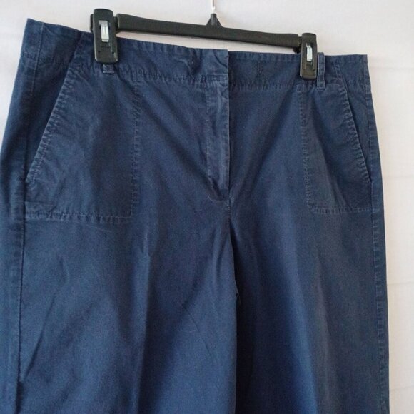 Talbots Women's Navy Heritage Wide Leg Cropped Pants Size 16 Cotton Stretch - Picture 2 of 6